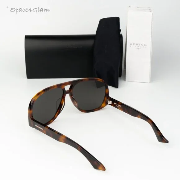 Saint Laurent Men Sunglasses Havana Black Square SL652/F SOLACE 002 BRAND NEW - Picture 8 of 13